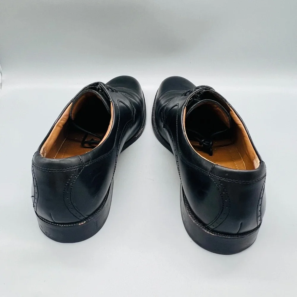 J. Murphy Johnston & Murphy Dress Shoes Mens 12 Black Leather Derby Plain Toe